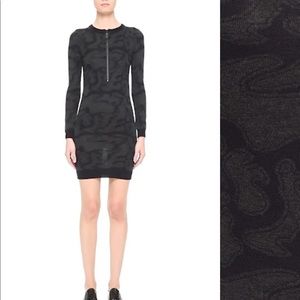 Julien David Zip Front Intarsia Wool Sweater Dress